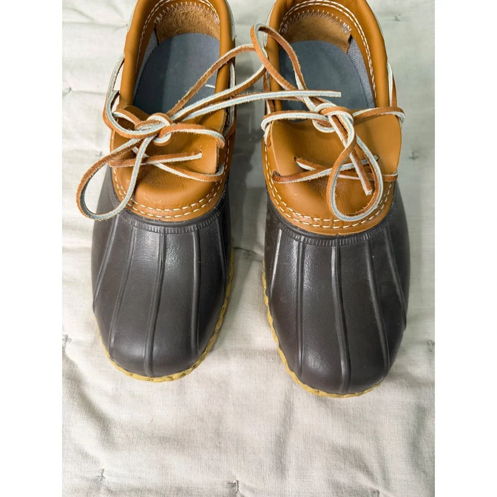 LL Bean Rubber Moc Bean Boots Womens 8 Brown Tan Waterproof Duck Shoes USA Made